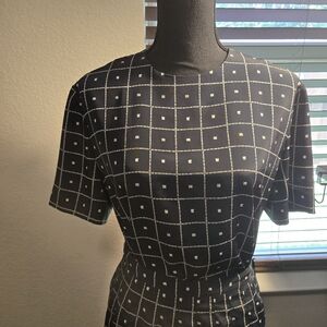 Kasper Black and White Checkered Skirt Set